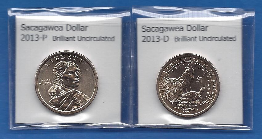 Sacagawea Dollars: 2013-P and 2013-D from Mint Rolls