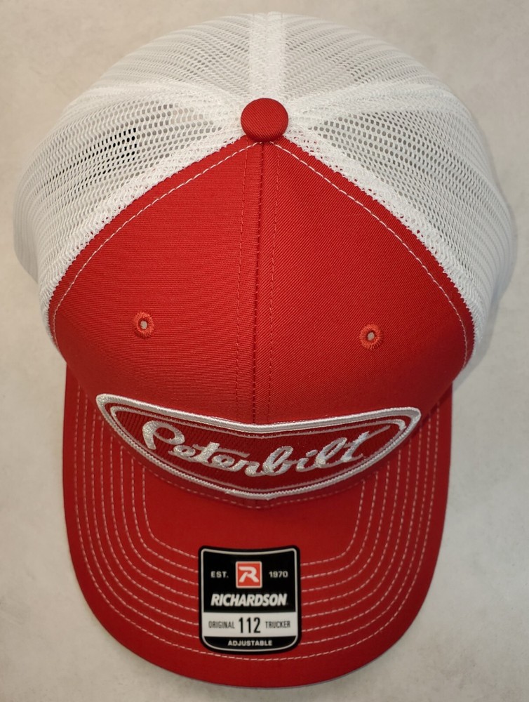 Peterbilt Red Patch on Richardson 112 Trucker Hat Snapback Red/White