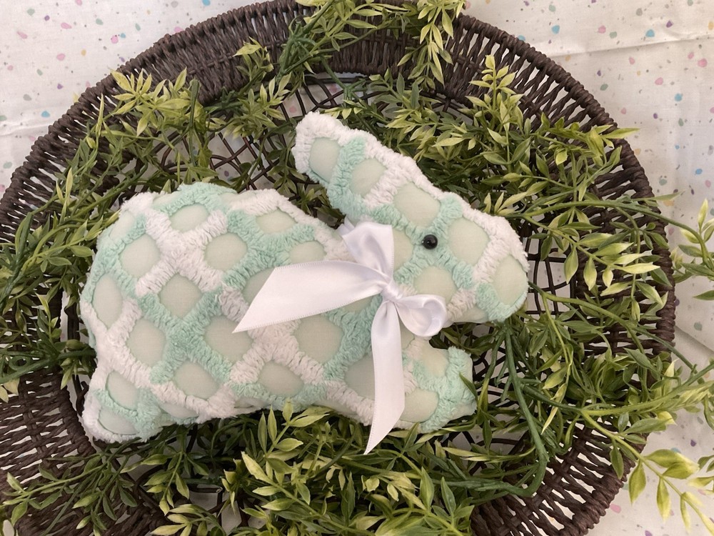 VINTAGE CHENILLE HANDMADE EASTER BUNNY RABBIT PILLOW