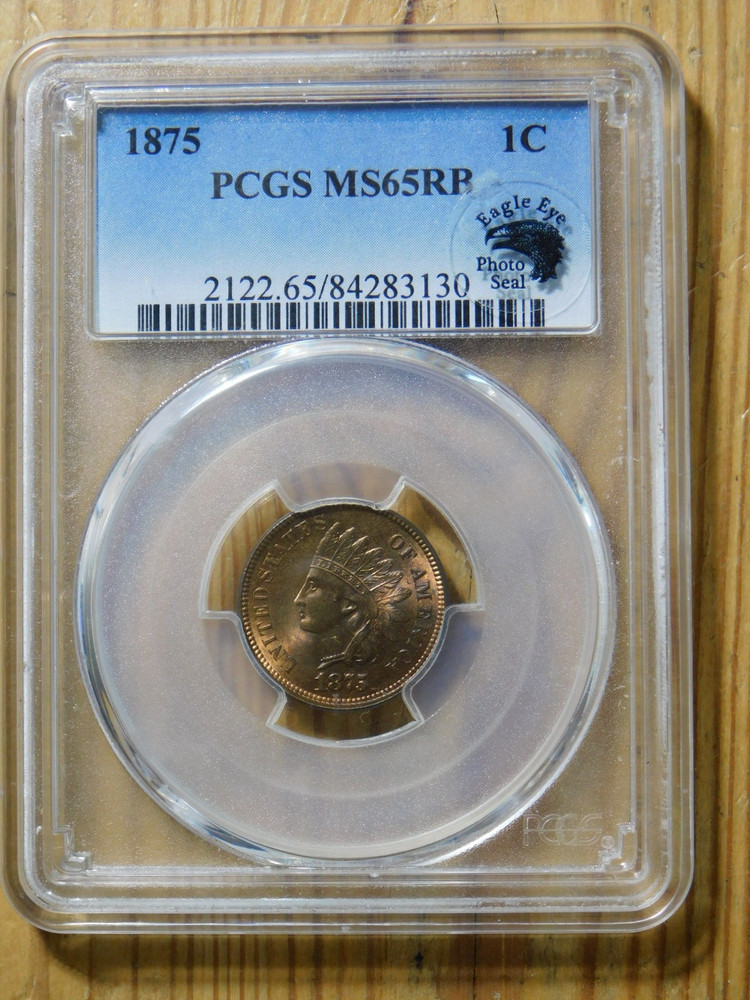 1875 Indian Cent *PCGS MS 65 RB*