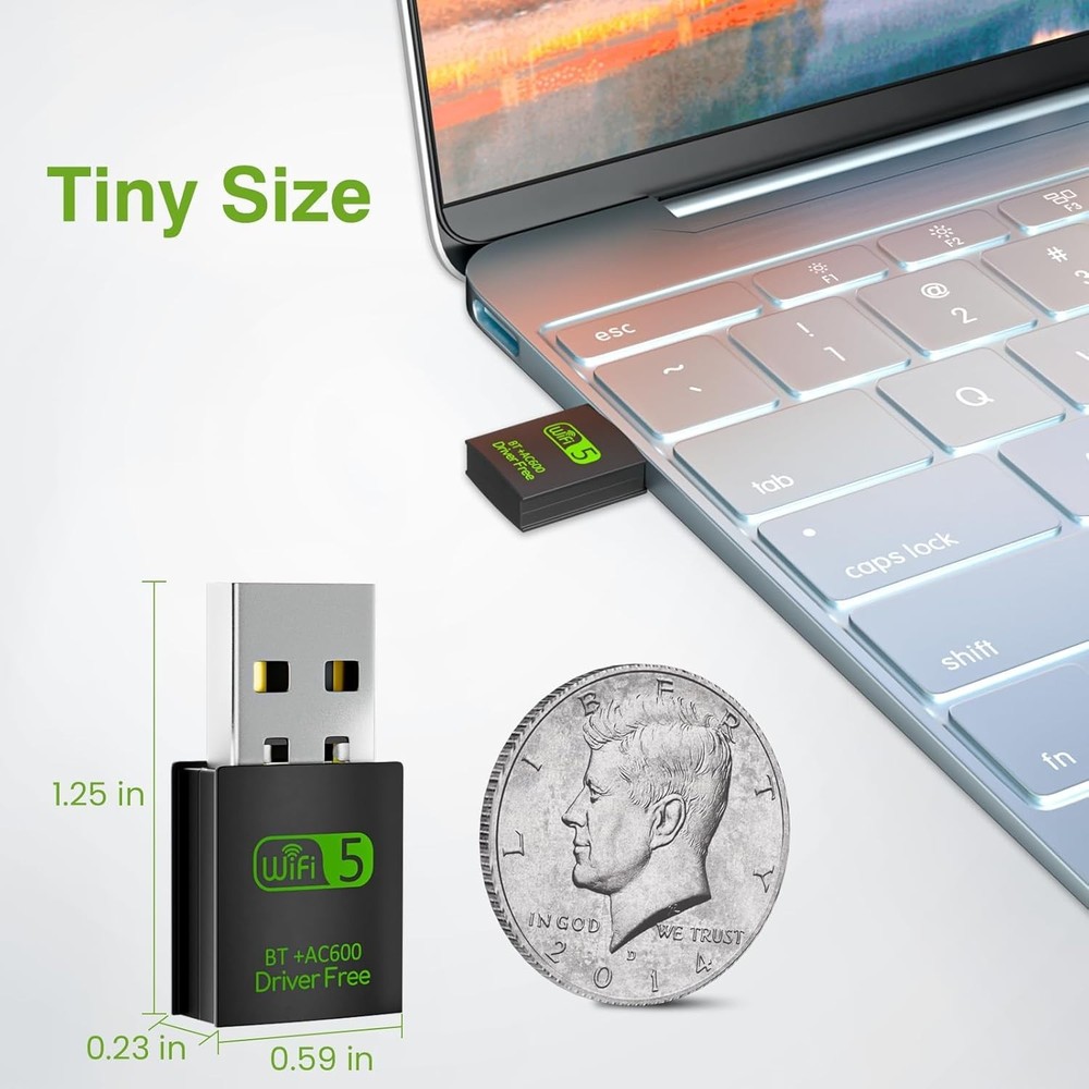 High-Speed 600Mbps Mini USB WiFi Dongle with Bluetooth and AP Mode Functionality