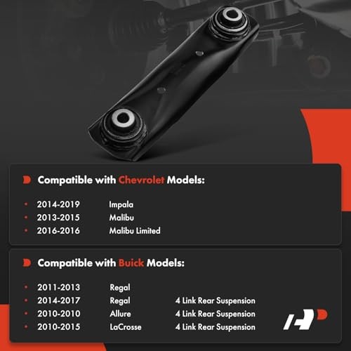 Rear Forward Lower Control Arm, with Bushing, Compatible with Chevrolet