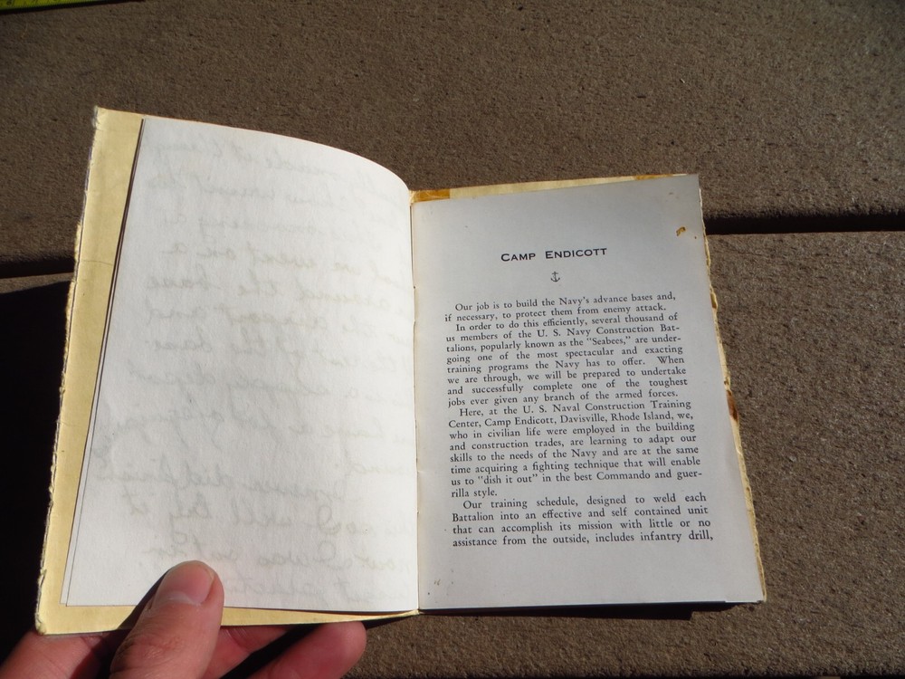 WW2 USN US Navy CB Seabees Construction Training Camp Edicott Souvenir Booklet