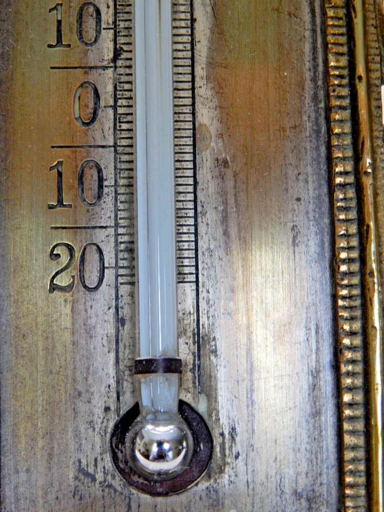 Vintage Ornate Brass Victorian Thermometer