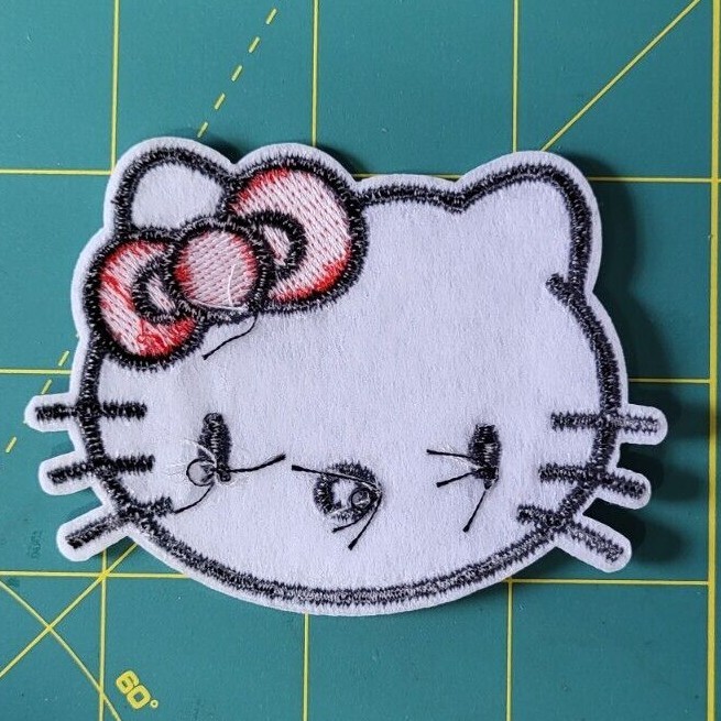 Hello Kitty Head 3 1/4 inch wide patch Style C