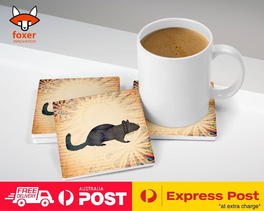COASTER COFFEE DRINKING MAT|CHIPMUNK WATERCOLOR ART