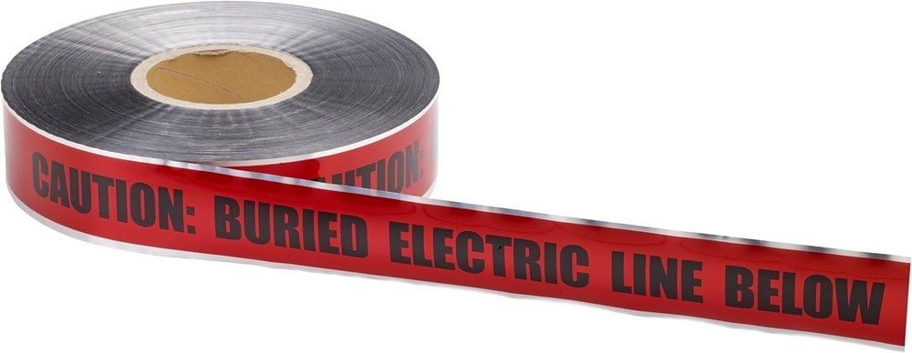 Underground Electric Line Detectable Marking Tape, 1000' Length x 2"" Width, Red