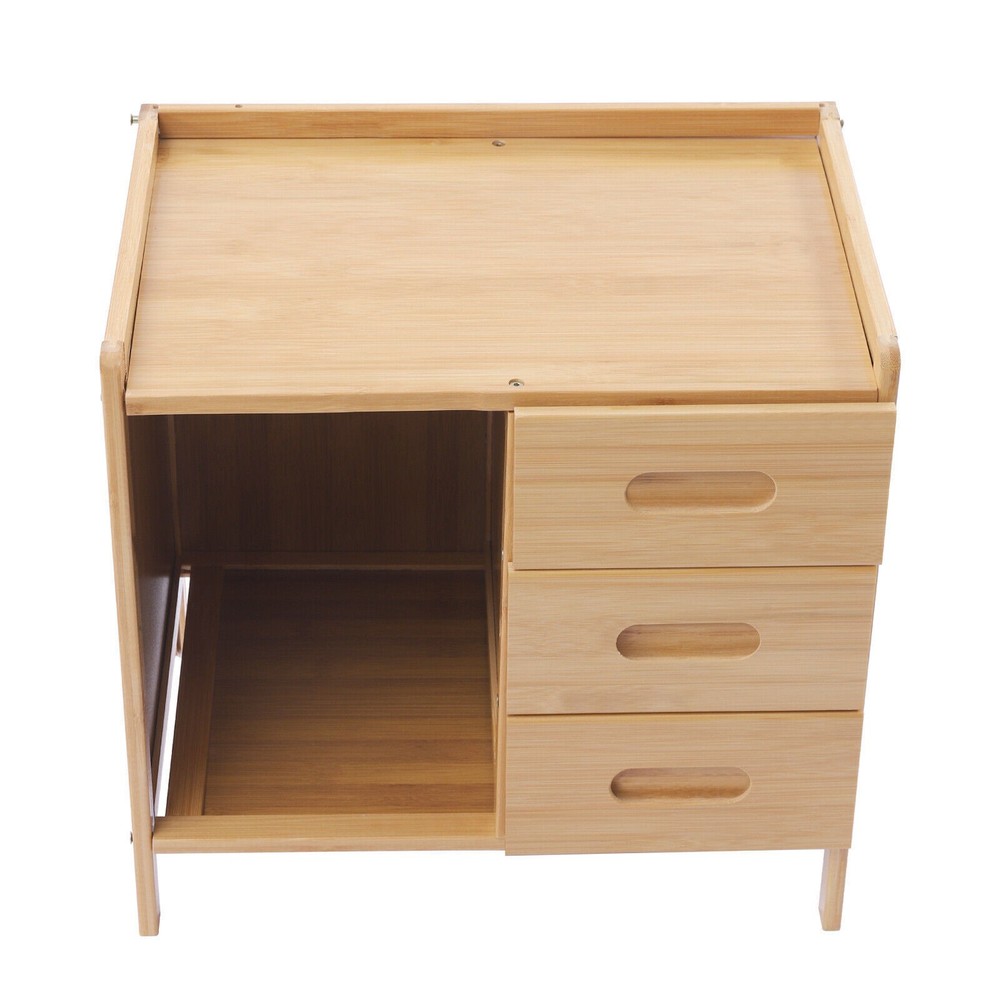 3-Tier Bedroom Bedside Table Nightstand End Side Organizer Drawers Storage Box