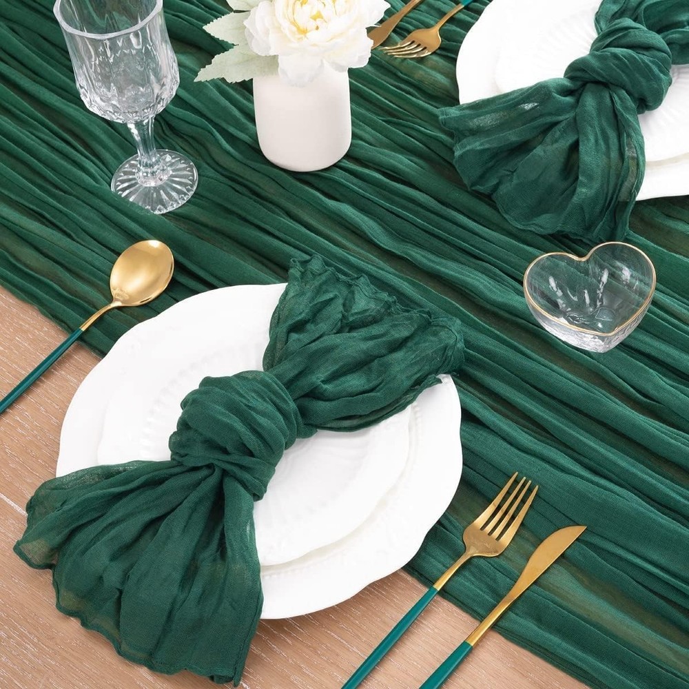 MLMC Emerald Green Table Runner Boho Dark Green Cheesecloth Table Runner 10ft Sh