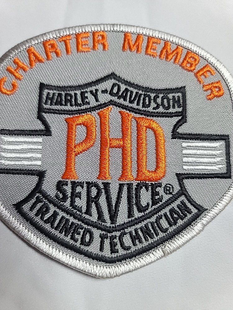 Harley Davidson Charter Member PHD Service Trained Technician 4" Patch Gray