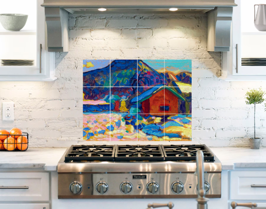 wassily kandinsky winterstudie mit berg ceramic mural backsplash medallion