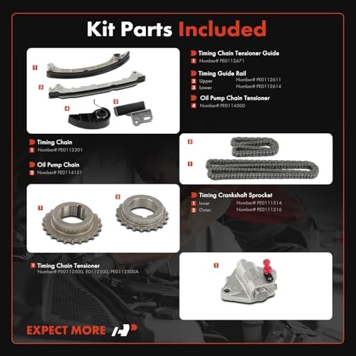 9PCS Engine Timing Chain Kit W/Sprocket & Tensioner & Guide Compatible with