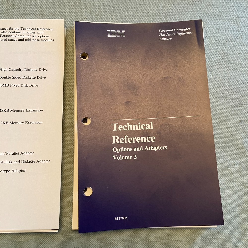 IBM PC Hardware Reference Library Technical Reference Options Adapters Vol 1 & 2