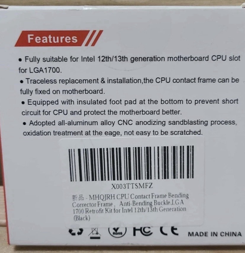 MHQJRH CPU Bending Corrector, Anti-Bending Designed Intel 12th/ 13th generation