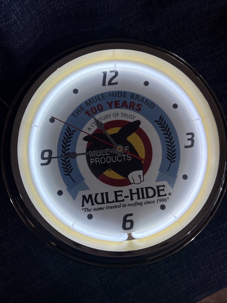 Mule-Hide Neon Clock Neon Sign