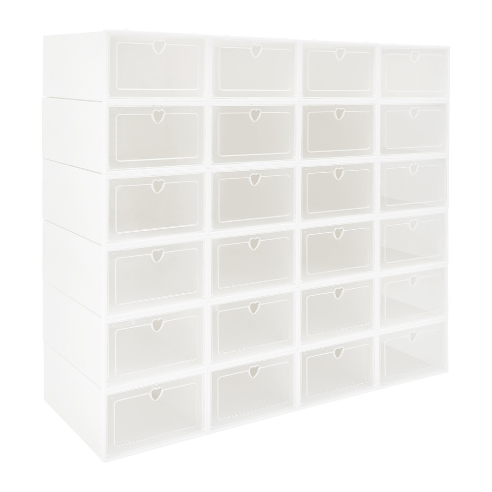 24pcs Shoe Storage Box Shoes Case Transparent Stackable Shoe Organizer Container