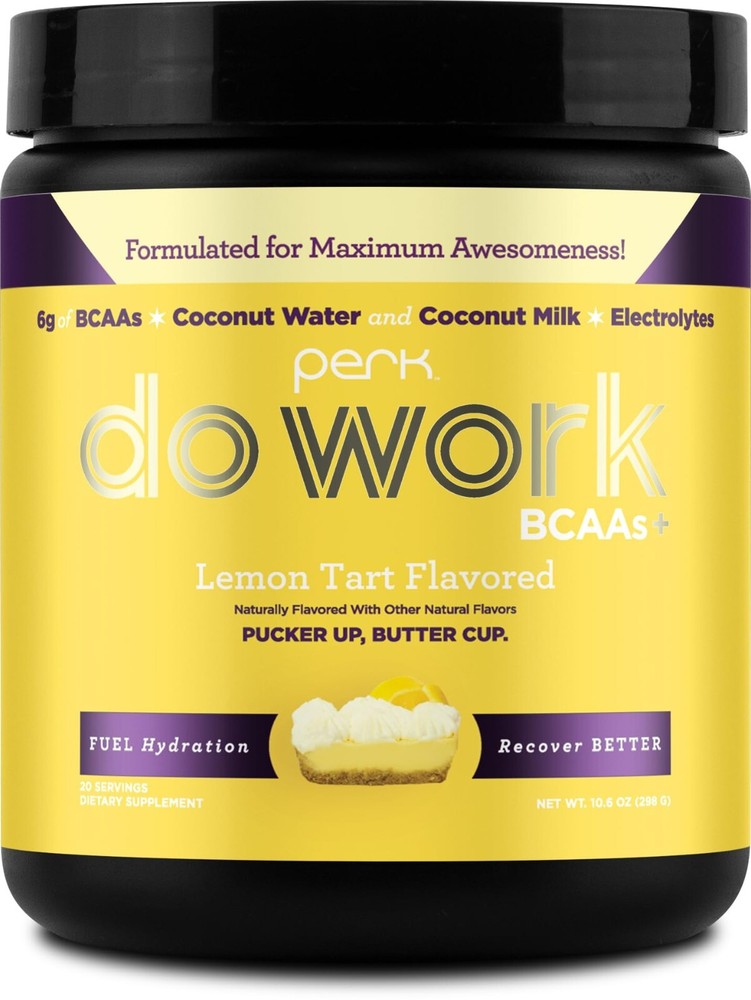 Perk Do Work BCAA + Hydration Electrolytes Powder (Lemon Tart) 20 Servings