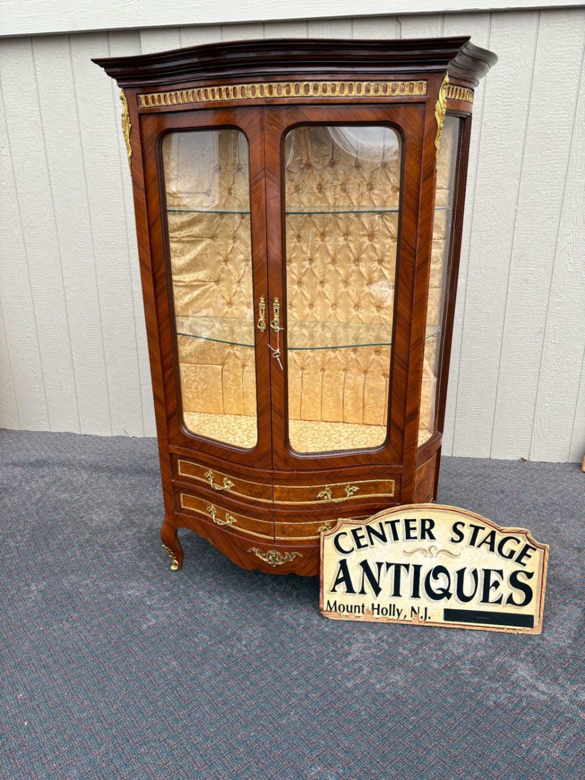 67357  Exquisite Louis XV Style Curio Cabinet with Glass Shelves
