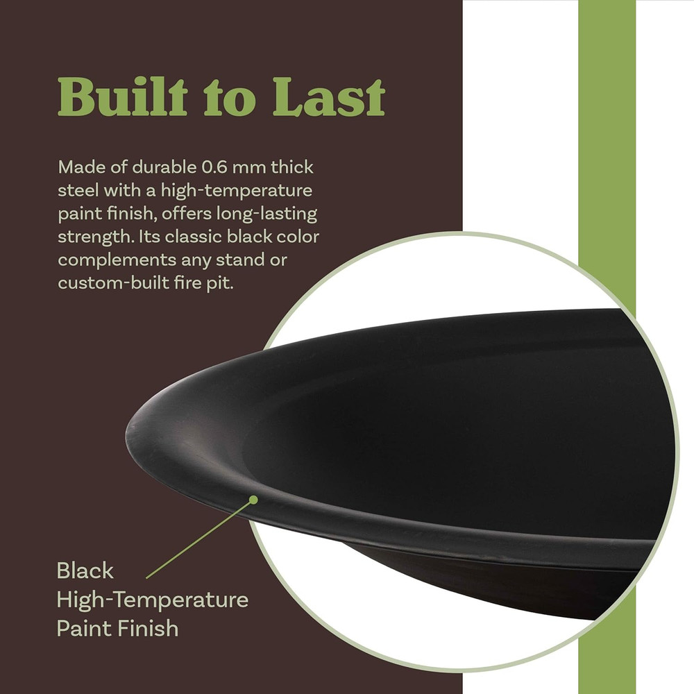 Fire Bowl - 24In Firepit Insert for DIY Fire Ring or Replacement - High Temp Fin