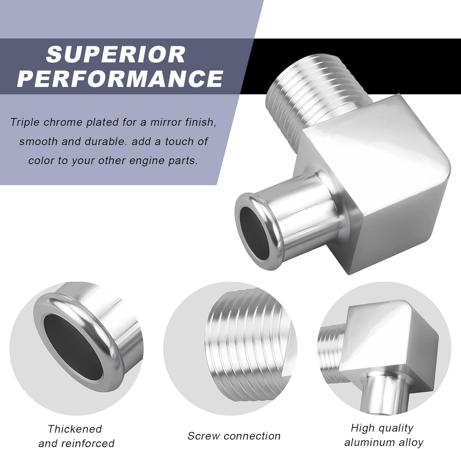 Heater Hose Fitting, 90 Degree Durable Aluminum Alloy Heater Hose Connector, Rus