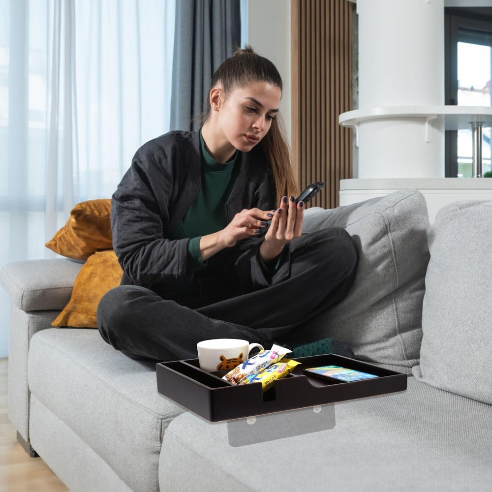Couch Insert Tray, 2-in-1 Insert & Flat Sofa Organizer with 4 Compartments,Fi...