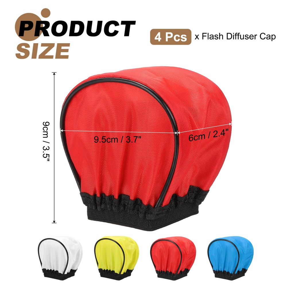 4pcs 3.5" x 2.4" Soft Mini Flash Bounce Diffuser Cap, for Flashlight, 4 Color