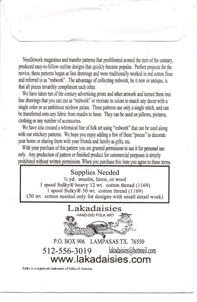 Easter Greetings Vintage Style Redwork Needlework Pattern Lakadaisies