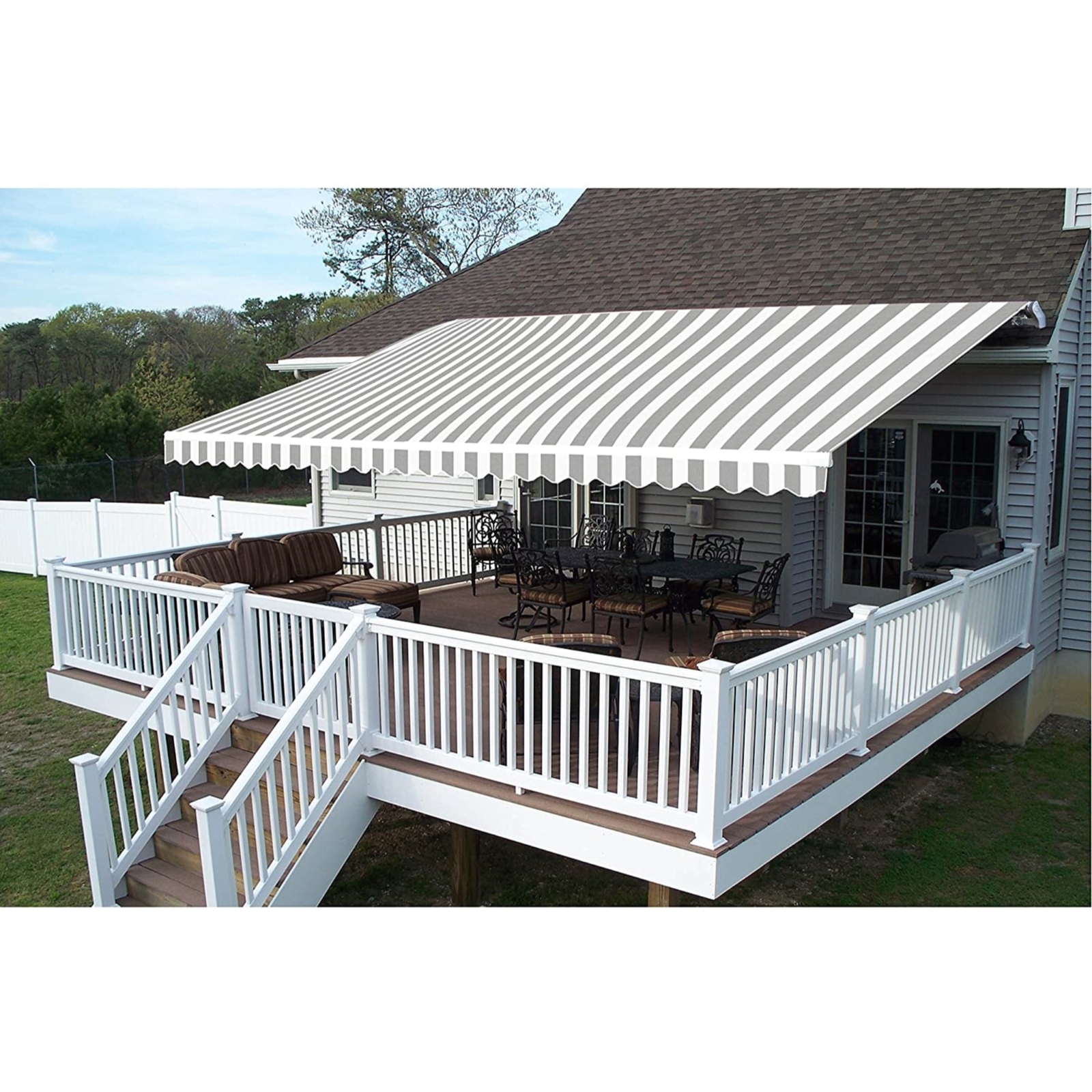 ALEKO Fabric Awning Replacement for 12X10 ft Retractable Patio Awning Grey/White