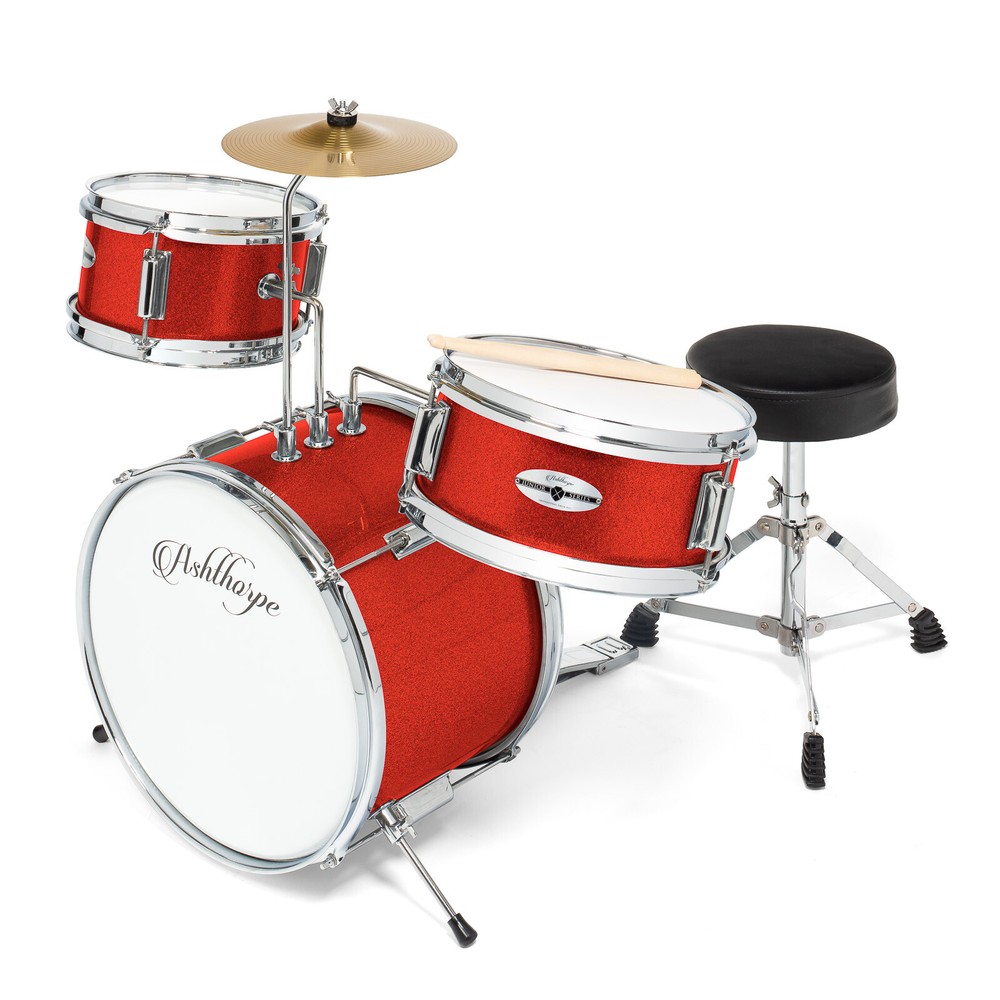 OPEN BOX - 3-Piece Junior Drum Set - Complete Mini Beginner Kit -Red