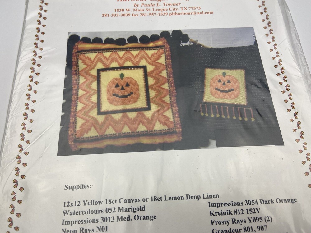 Harbour Light Designs Bargello Pumpkins Cross Stitch Needlepoint Pattern 4P