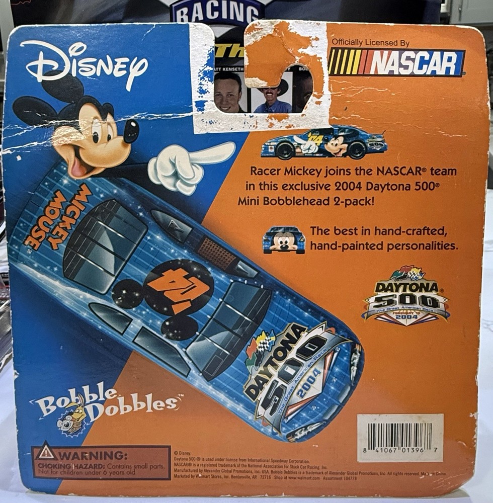 Disney Daytona 500 Mickey Mouse Mini Bobblehead 2-Pack 2004