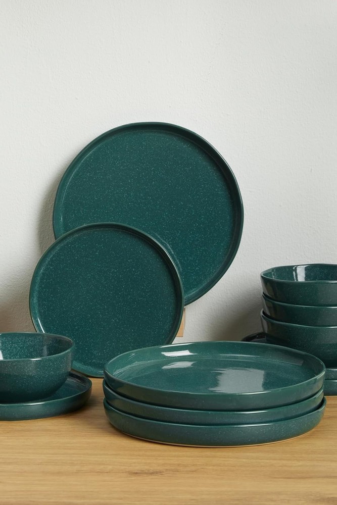 Ceramic Dinnerware Set 4 Reactive Glaze Plates & Bowls Sets Dining