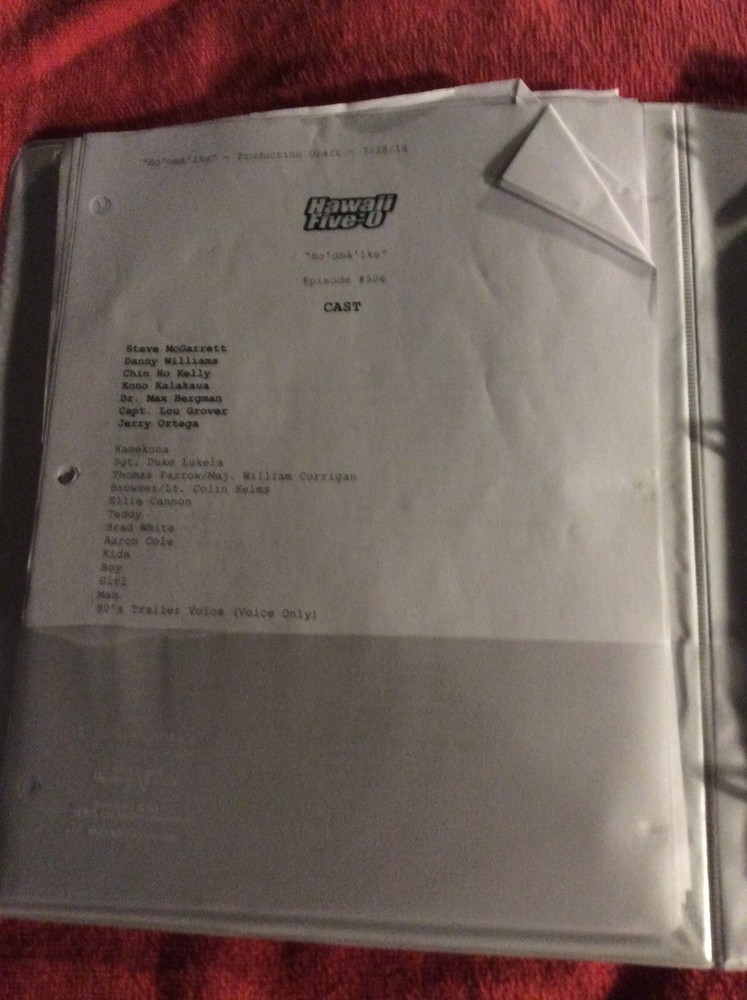 HAWAII FIVE-O ORIGINAL SCRIPT 506 NOTES SCHEDULE + 2014 HO' OMA IKE