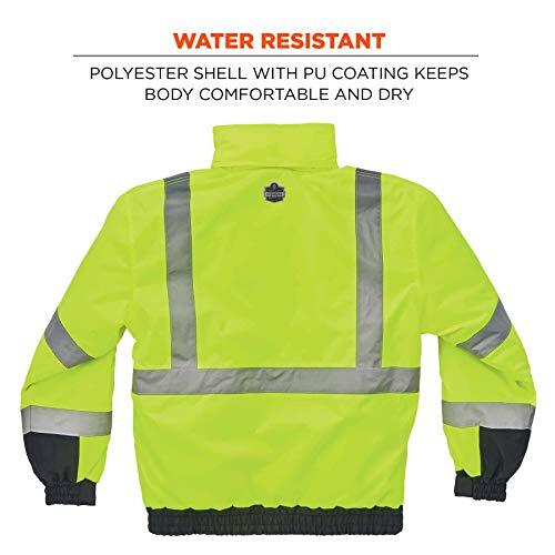 High Visibility Reflective Winter Bomber Jacket Black Bottom ANSI Compliant E...