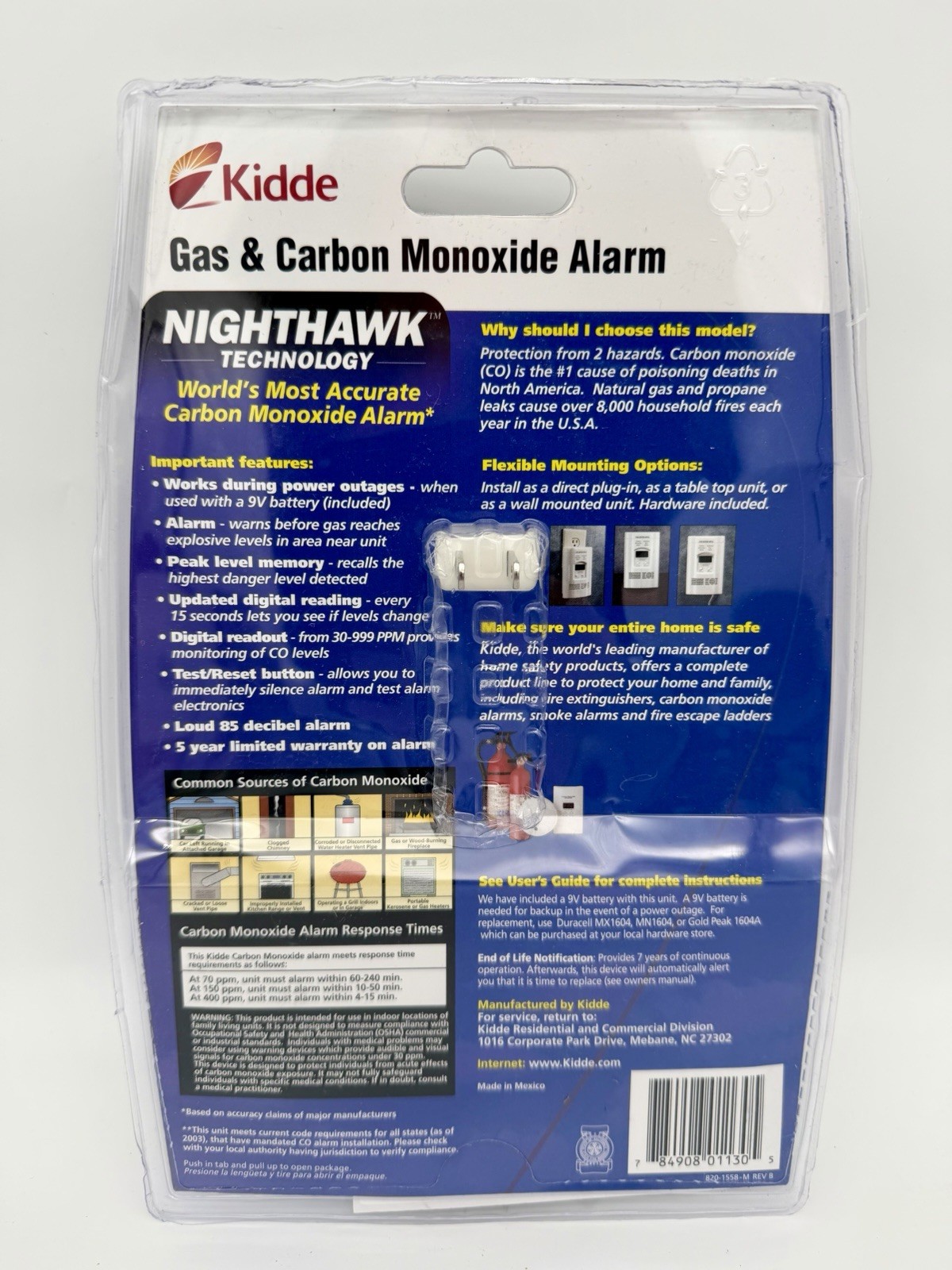 Kidde KN-COEG-3 Explosive Gas Alarm Carbon Monoxide Alarm Detector with Battery