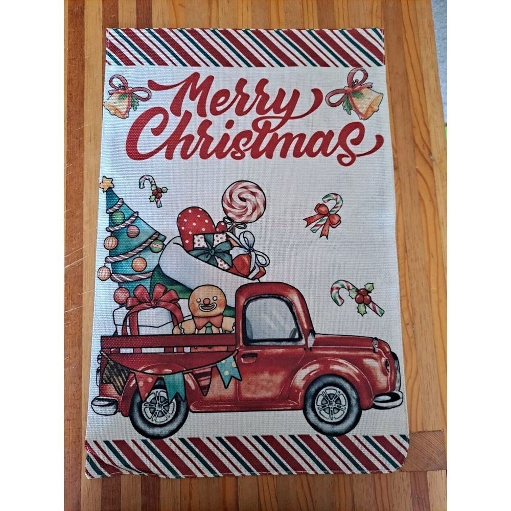 NEW Home & Garden 1pc Double Sided Merry Christmas With Truck Garden Flag 12x18