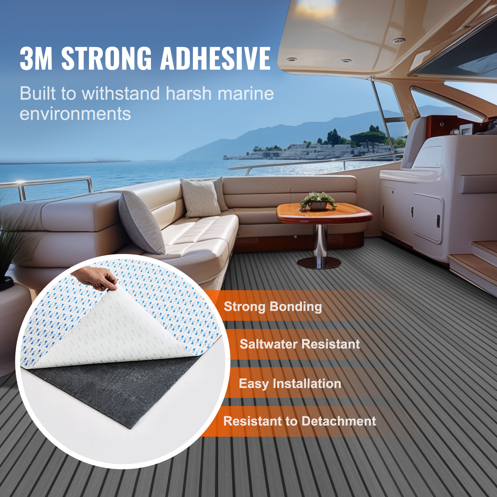 VEVOR Boat Flooring EVA Foam Boat Decking 94.5" x 17.7" Self-Adhesive Flooring