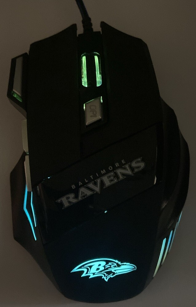 BALTIMORE RAVENS GAMING WIRED MOUSE MODEL RGX-M2-BLK 7200DPI 7 BUTTON 5V 100mA
