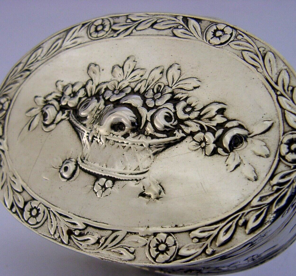 PRETTY 66g GERMAN HANAU SOLID SILVER TABLE BOX c1910 ANTIQUE FLOWER BASKET