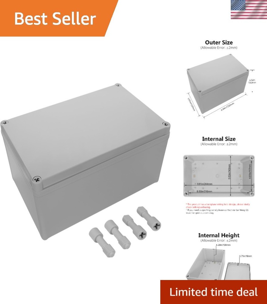 Compact Gray ABS Plastic Junction Box with  Rating - Ideal for DIY Projects