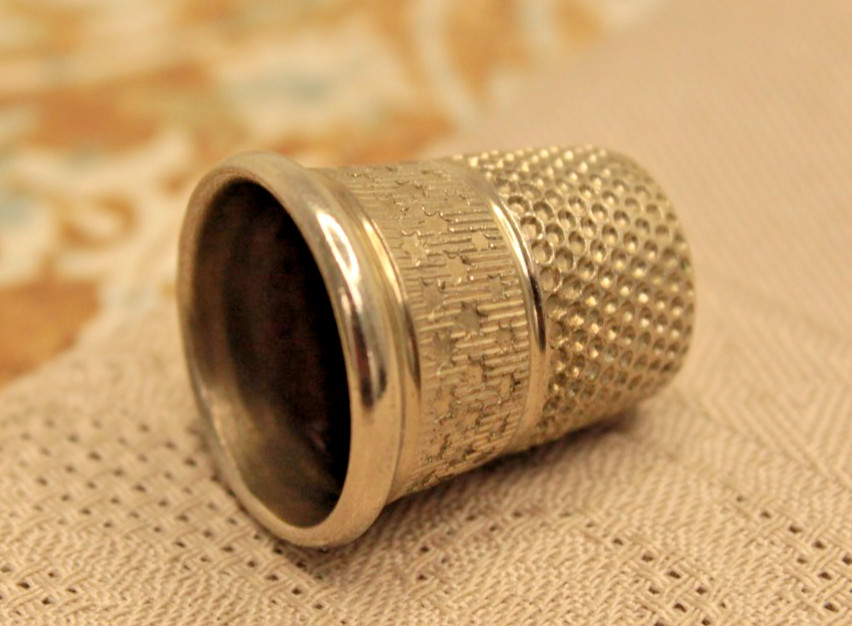 Vintage Sterling Silver 925 Thimble Sewing Star Design Starry Accessory