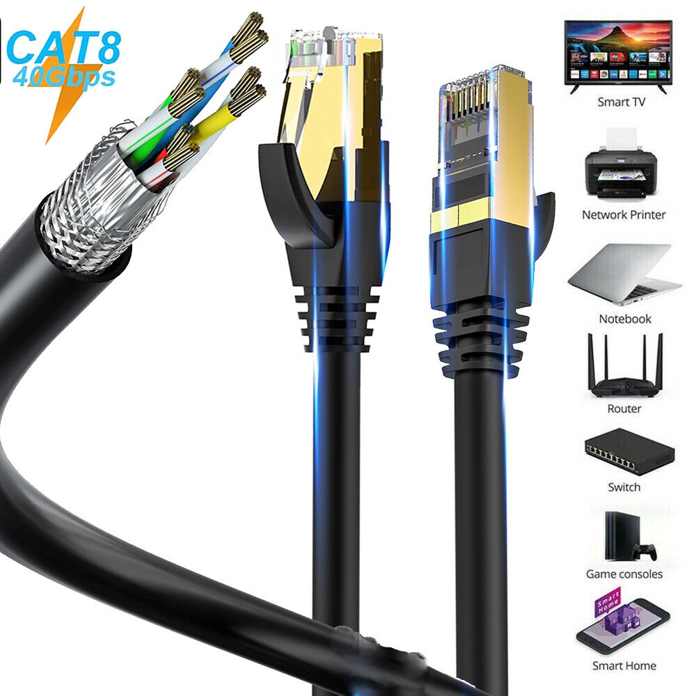 2pack 3ft - 15ft Cat8 RJ45 Ethernet Patch Network LAN Shielded Fastest 40G Cable