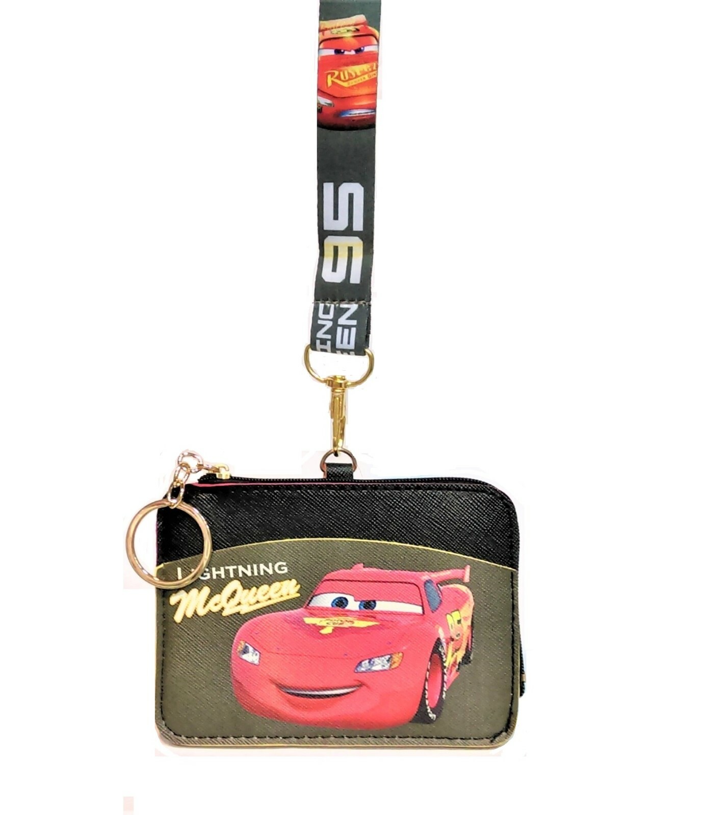 Car Lightning Mcqueen Coin Purse Card Holder Case Wallet Pouch Bag Lanyard