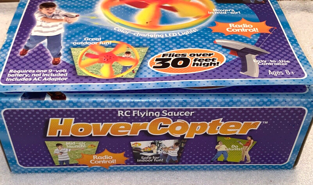 Hover Copter RC Flying Saucer, 49 MHz, Lights, Controller, NEW
