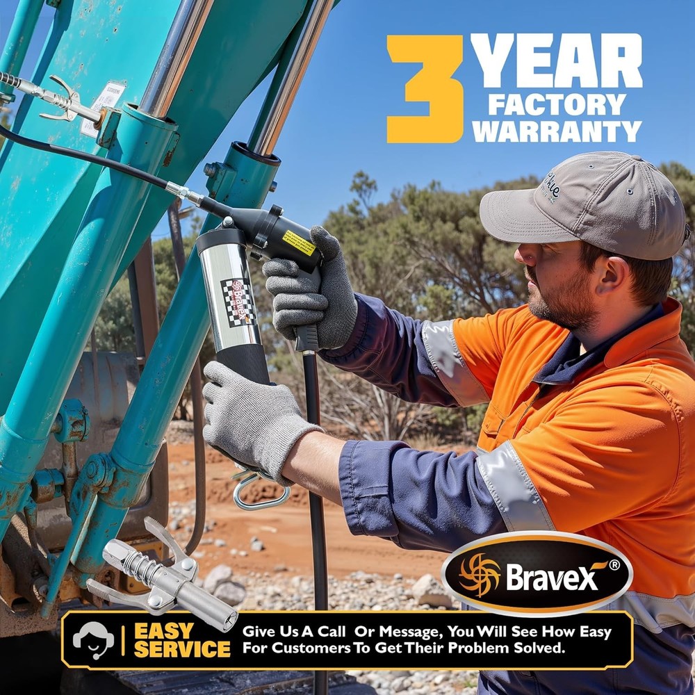 Pneumatic Grease Gun Automatic W/Quick Release Coupler,6000 PSI Air Compressor