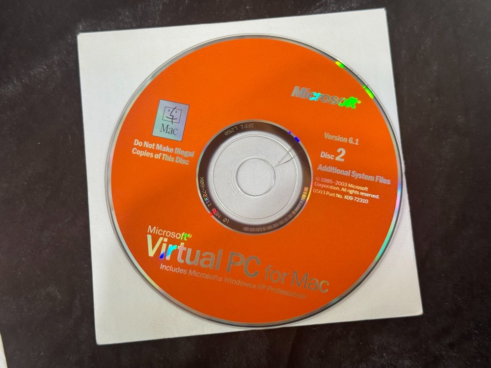 Microsoft Virtual PC for Mac Ver 6.1 w/ Microsoft Windows XP Professional