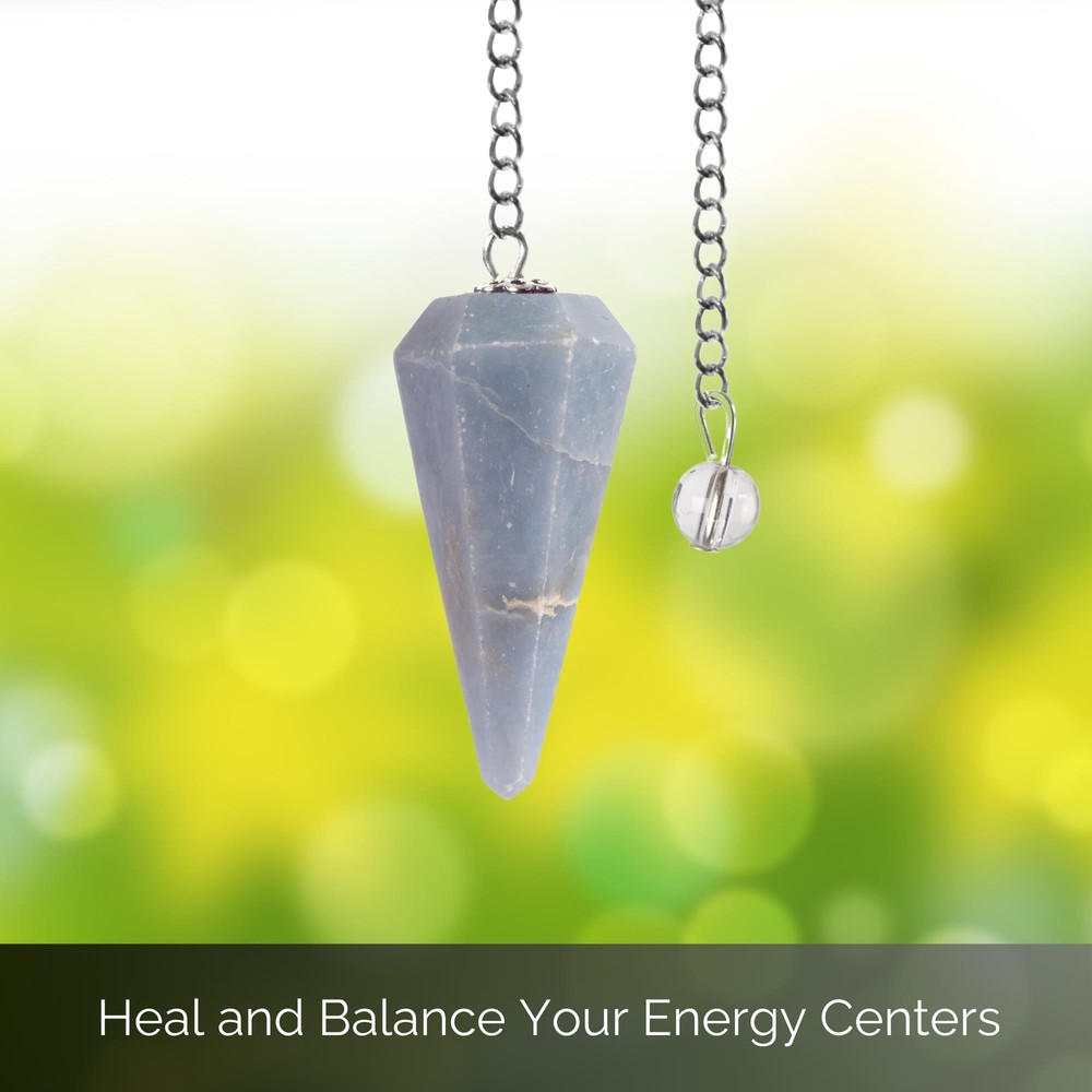 Angelite Pendulum Crystal, Faceted Pendulum Divination Tools, Dowsing Pendulum C