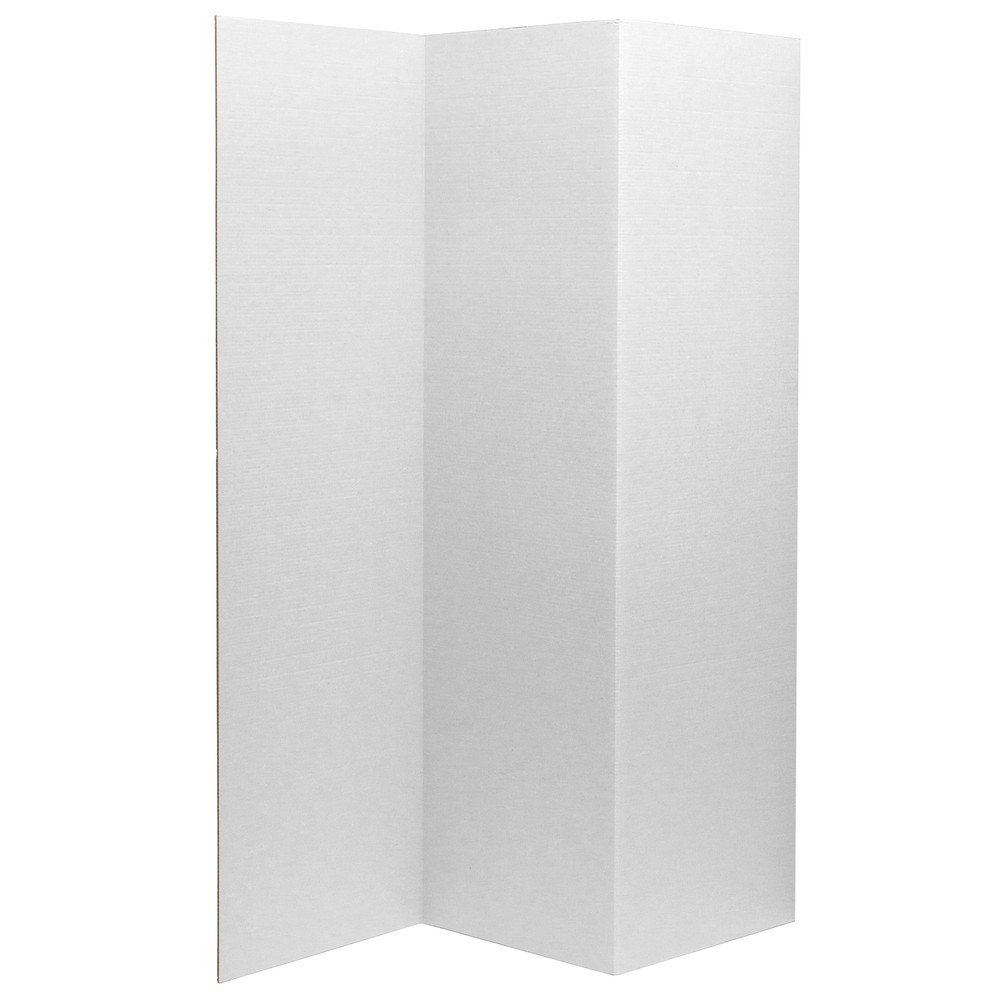6 ft. Tall White Temporary Cardboard Folding Screen - 3 Panel