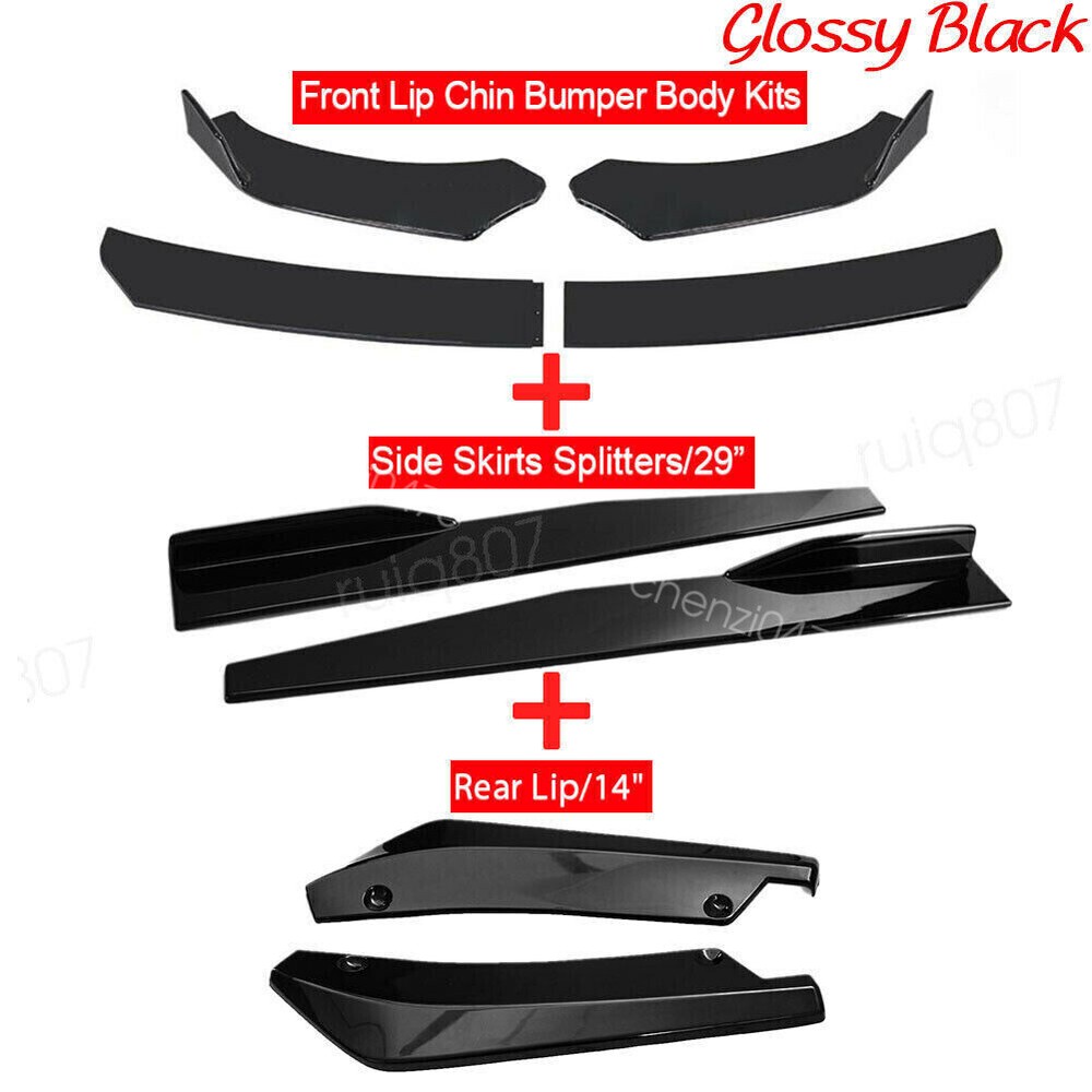 Front Bumper Lower Lip+Rear Diffuser+29" Side Skirts For Ford Focus 12-14