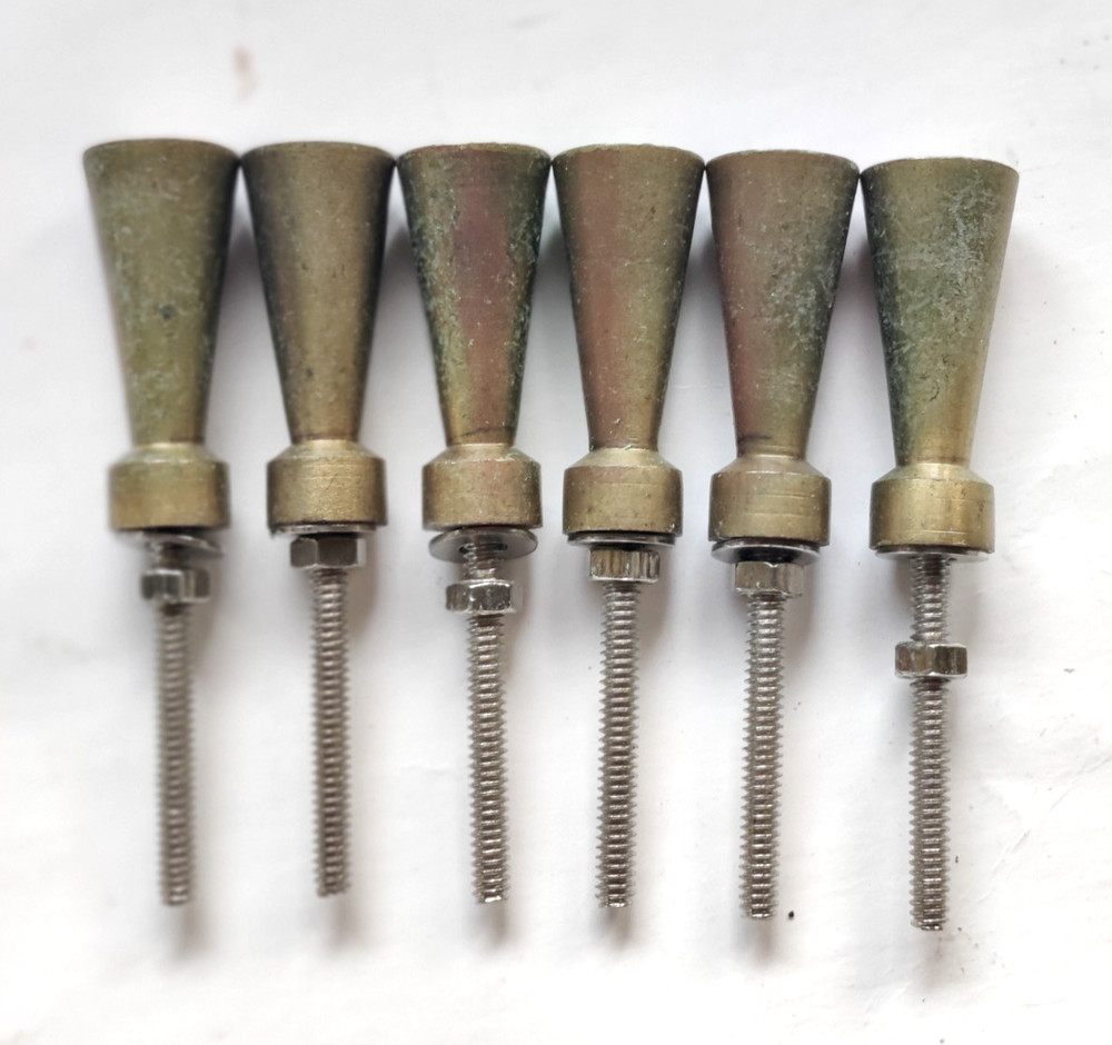 12 Solid Brass Knobs MCM Mid Century Modern Atomic Art Deco Vintage Drawer Pulls